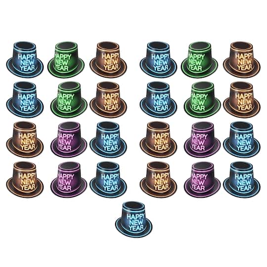 Beistle 80383-25 Glowing Year Hi-Hats, Assorted Color